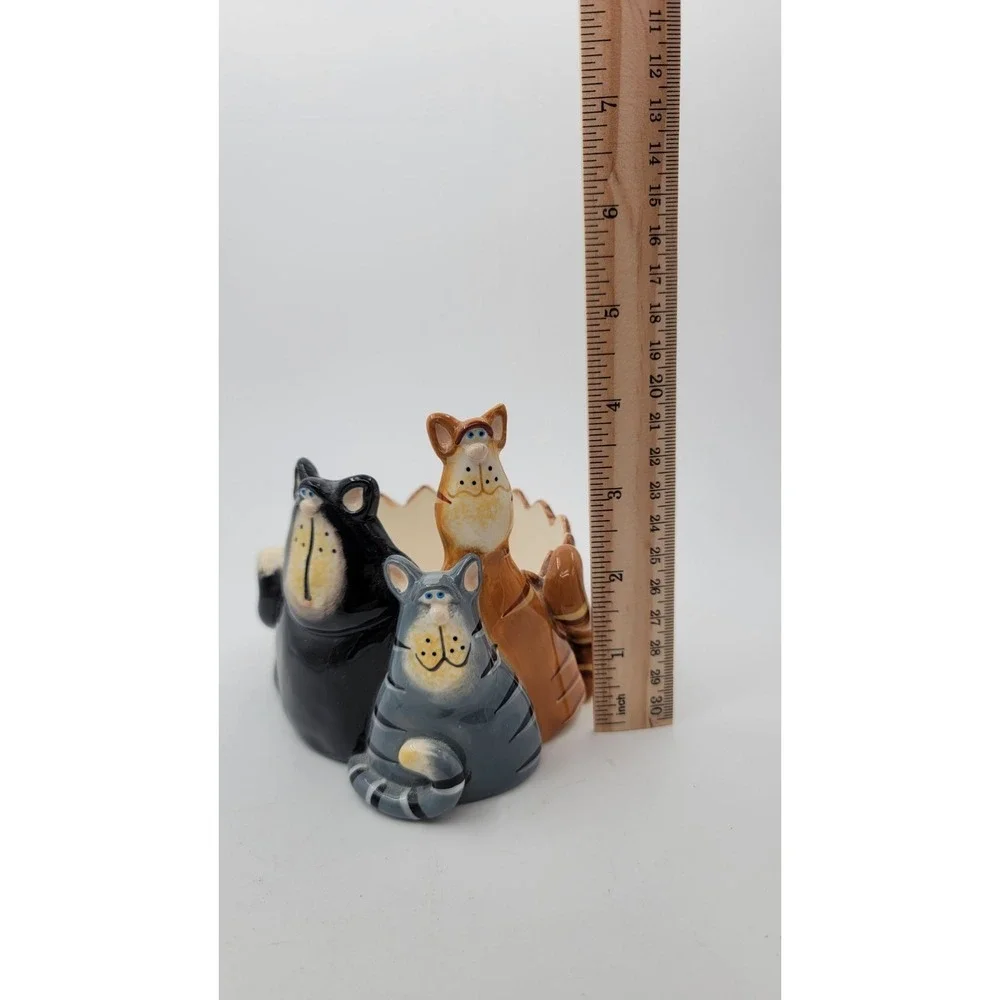 Russ‎ Berrie Ceramic Cats Candle Holder signed Douglas Vintage
